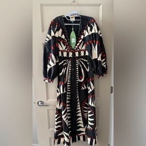 Farm Rio Coconut Grove Puff-Sleeve V-Neck Maxi Dress